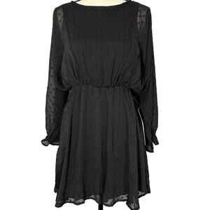 Lumière | Urban Outfitters women's dotted long sleeve chiffon mini dress black